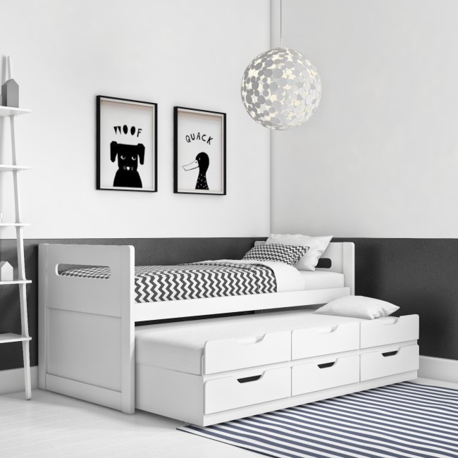 Matisse White Captain's Guest Bed with Storage - Trundle Included