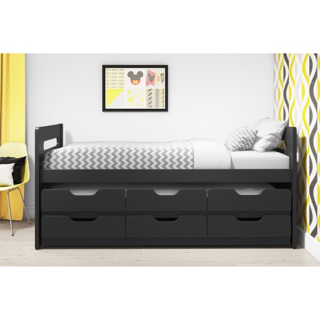 GRADE A1 - Matisse Captain's Guest Bed in Dark Grey/Anthracite - Trundle Bed Included