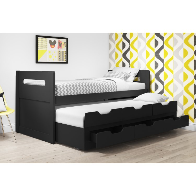 GRADE A1 - Matisse Captain's Guest Bed in Dark Grey/Anthracite - Trundle Bed Included