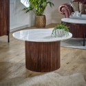 MT03 Mango Wood Coffee Table With Marble Top - Opal
