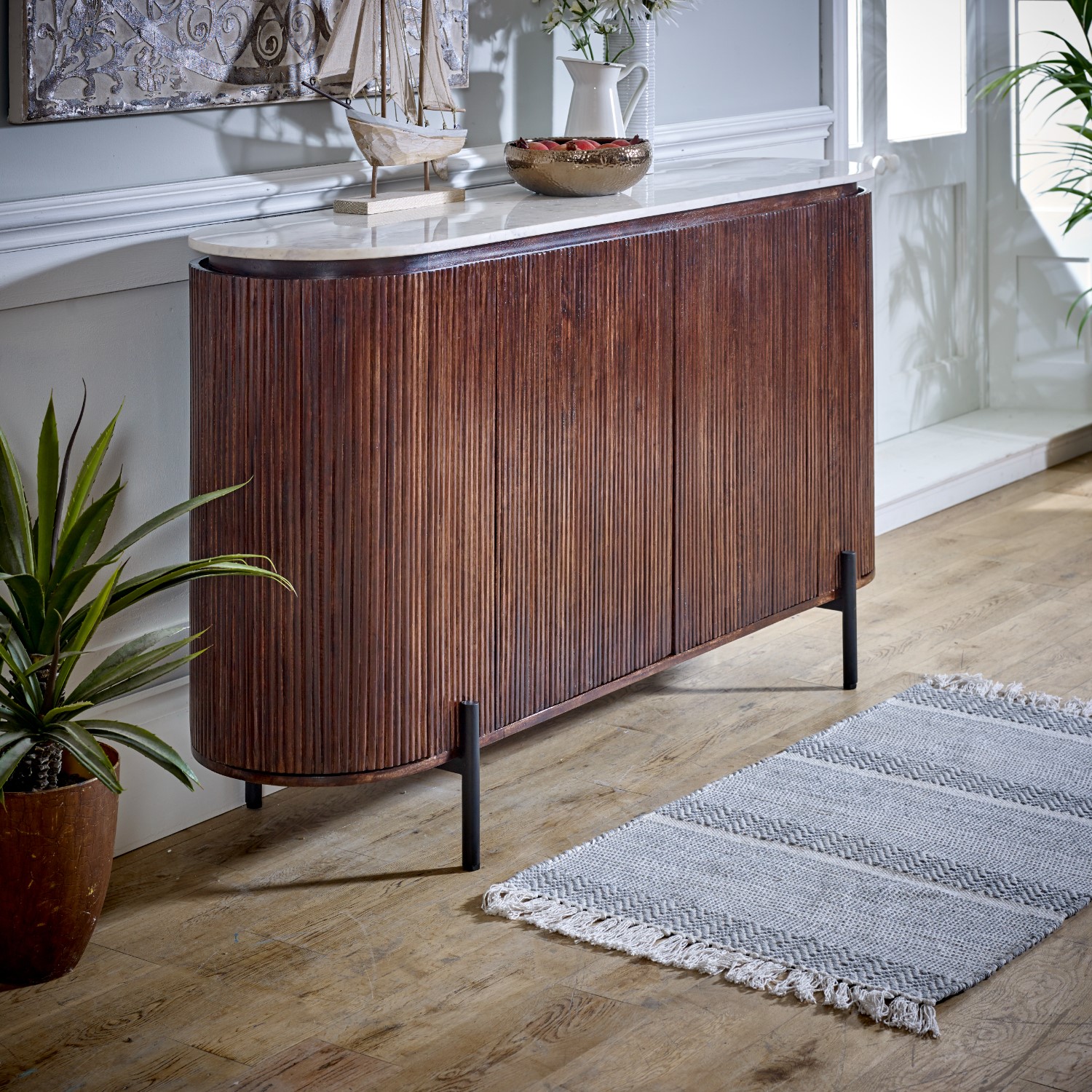 mango-wood-sideboard-with-marble-top-metal-legs-opal image