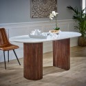 MT07 Mango Wood Dining Table 170Cm With Marble Top - Opal