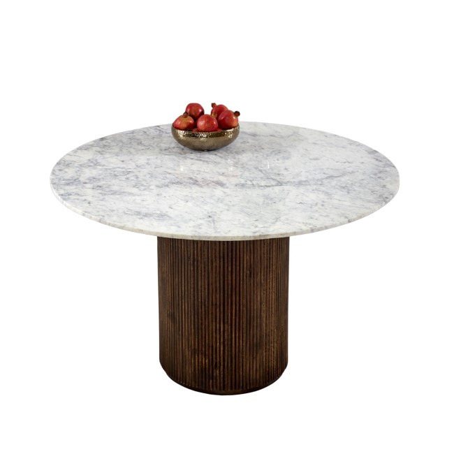 Mango Wood Dining Table Round With Marble Top - Opal