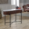 MT09 Mango Wood Console Table With Marble Top And Metal Legs - Opal