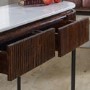 Mango Wood Console Table With Marble Top And Metal Legs - Opal