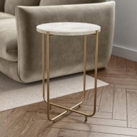Round White Marble Side Table - Martina Round White Marble Side Table - Martina