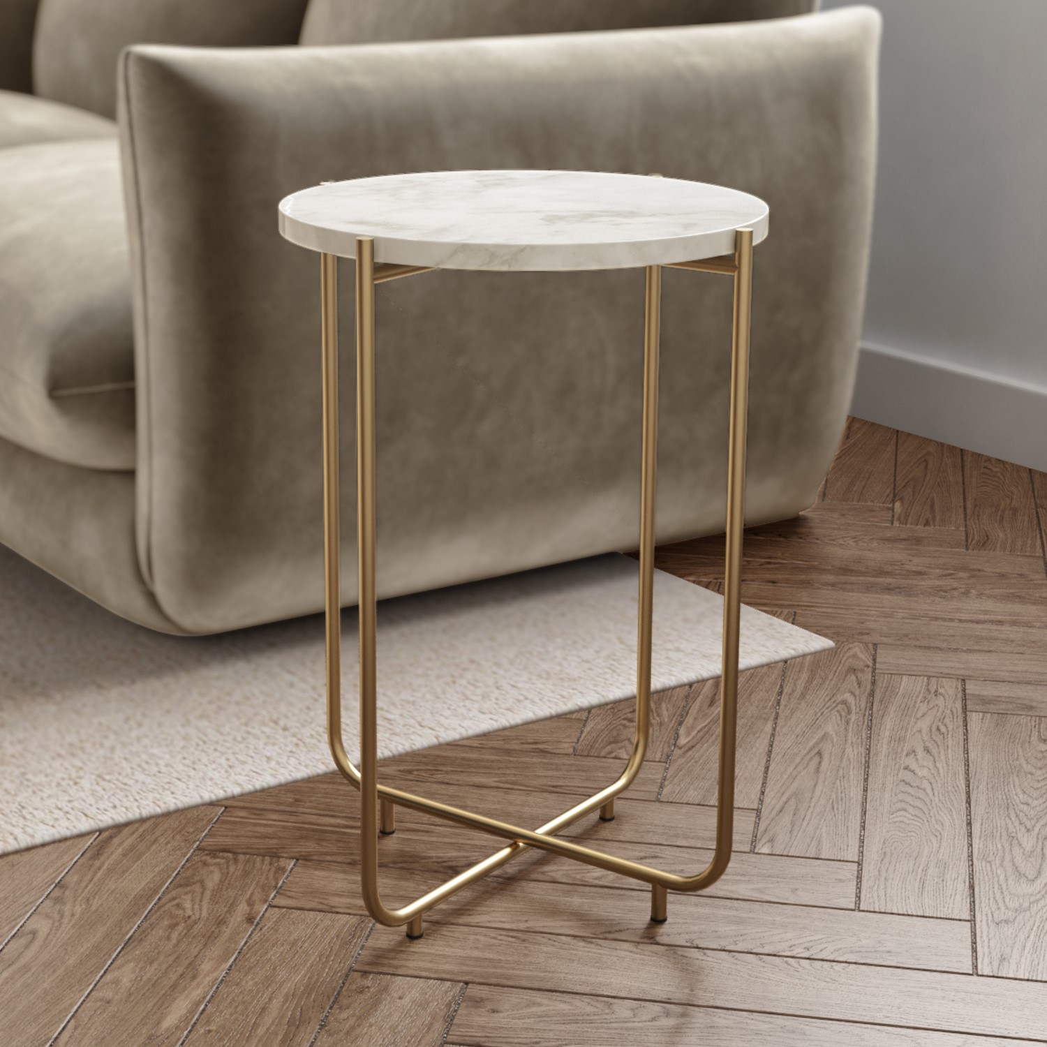 Marble Side Table In White With Gold, Modern Side Tables For Living Room Uk London
