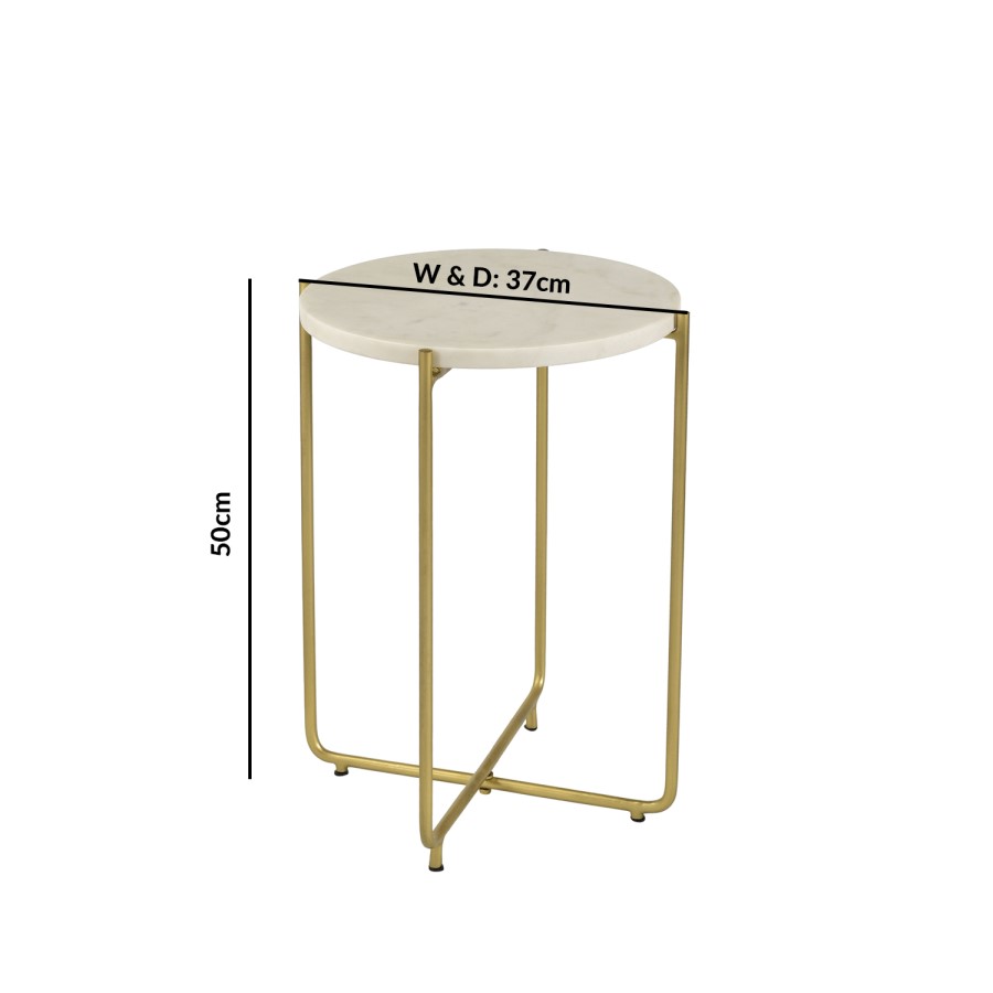 Round White Marble Side Table - Martina