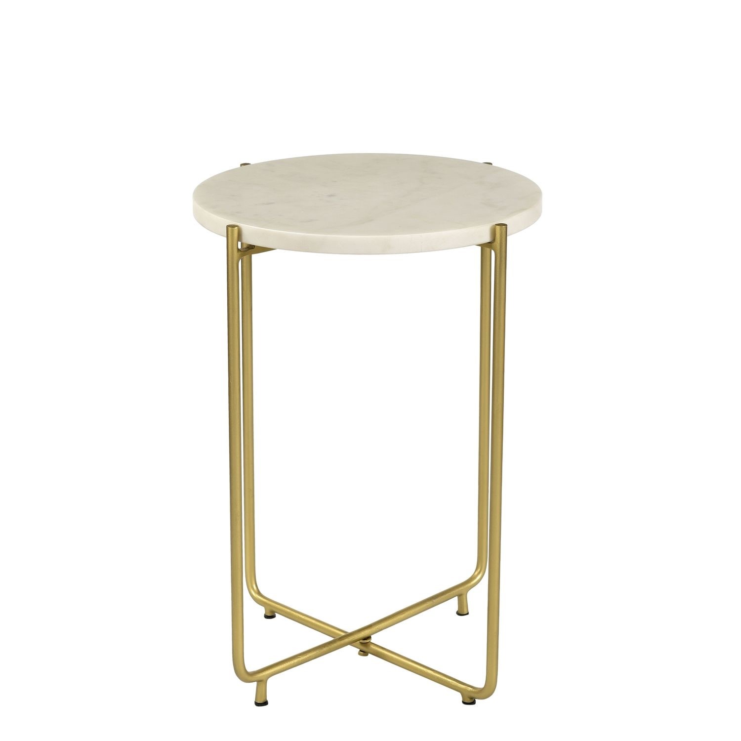 Marble Side Table In White With Gold Metal Martina Furniture123