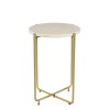 GRADE A1 - Marble Side Table in White with Gold Metal Base - Martina