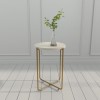 GRADE A1 - Marble Side Table in White with Gold Metal Base - Martina