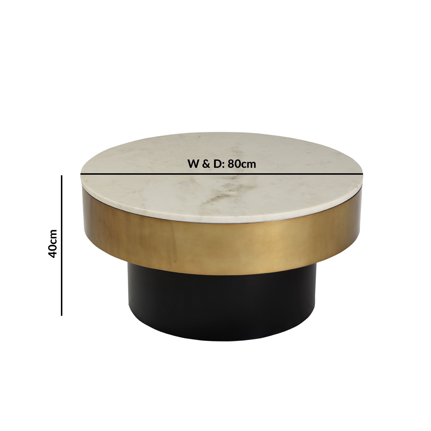 Marble Coffee Table In White With Gold Black Base Martina