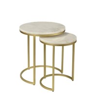 GRADE A2 - Marble Nest of Tables in White with Gold Metal Bases - Martina