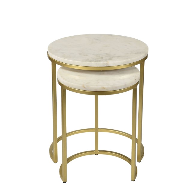 ONLY OPENED - Marble Nest of Tables in White with Gold Metal Bases - Martina