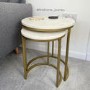 ONLY OPENED - Marble Nest of Tables in White with Gold Metal Bases - Martina