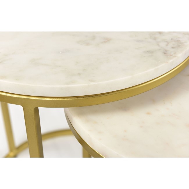 ONLY OPENED - Marble Nest of Tables in White with Gold Metal Bases - Martina