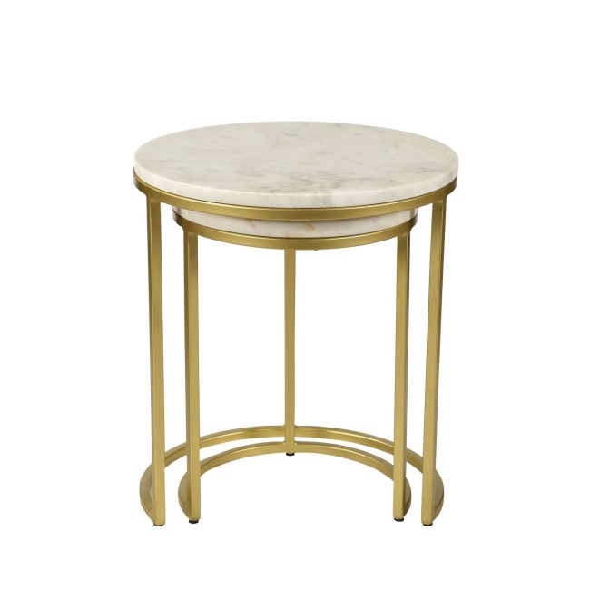 ONLY OPENED - Marble Nest of Tables in White with Gold Metal Bases - Martina