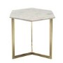 Marble Side Table in White Hexagon & Gold Metal - Martina