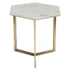 Marble Side Table in White Hexagon &amp; Gold Metal - Martina