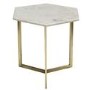 Marble Side Table in White Hexagon & Gold Metal - Martina