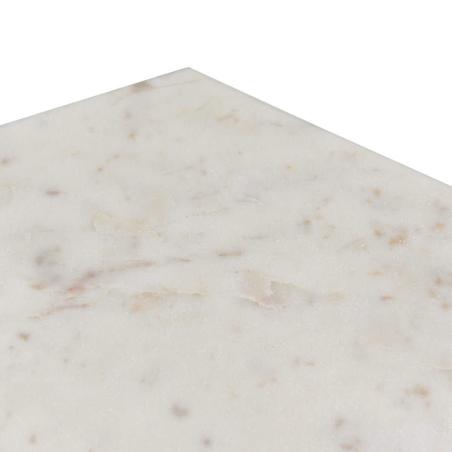 Marble Side Table in White Hexagon & Gold Metal - Martina