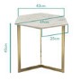 Marble Side Table in White Hexagon & Gold Metal - Martina