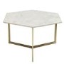 White Marble Coffee Table with Gold Legs - Hexagon