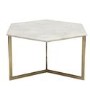 White Marble Coffee Table with Gold Legs - Hexagon