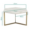 GRADE A1 - White Marble Coffee Table with Gold Legs - Hexagon