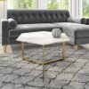 White Marble Coffee Table with Gold Legs - Hexagon