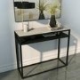 Marble Top Console Table with Black Iron Base - Narrow