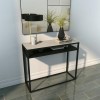 GRADE A1 - Marble Top Console Table with Black Iron Base - Narrow 