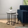 GRADE A1 - White Marble Nesting Tables with Black Base - Set of 2 - Martina