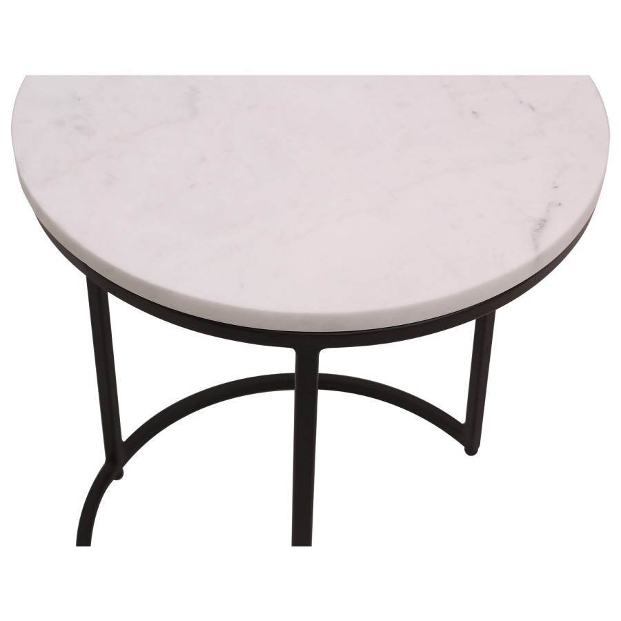 Round White Marble Nest of 2 Side Tables - Martina
