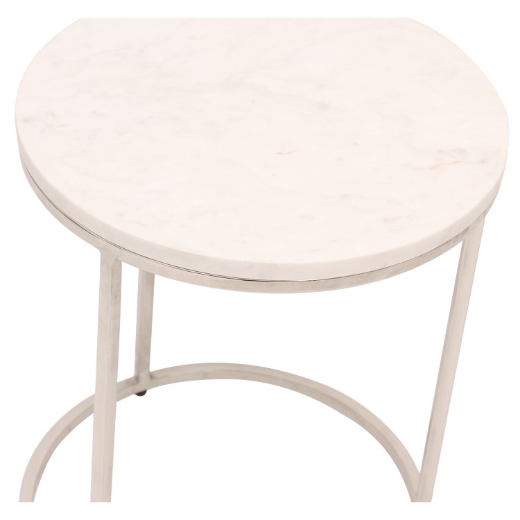 Round White Marble Nest of Side Tables - Martina