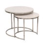 GRADE A1 - Large White Marble Nesting Tables with Silver Base - Set of 2 - Martina