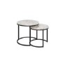 GRADE A1 - Martina White Marble Nest of 2 Coffee Tables with Black Base
