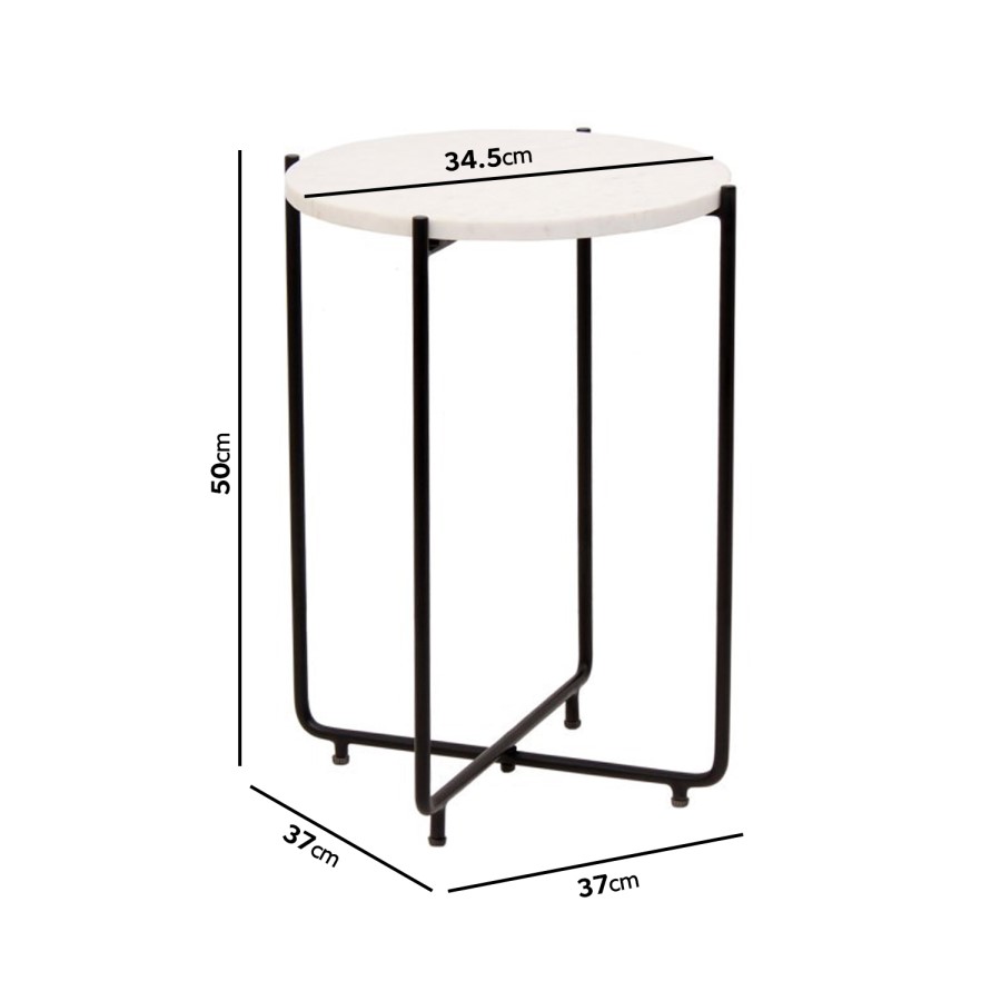 Round White Marble Side Table - Martina