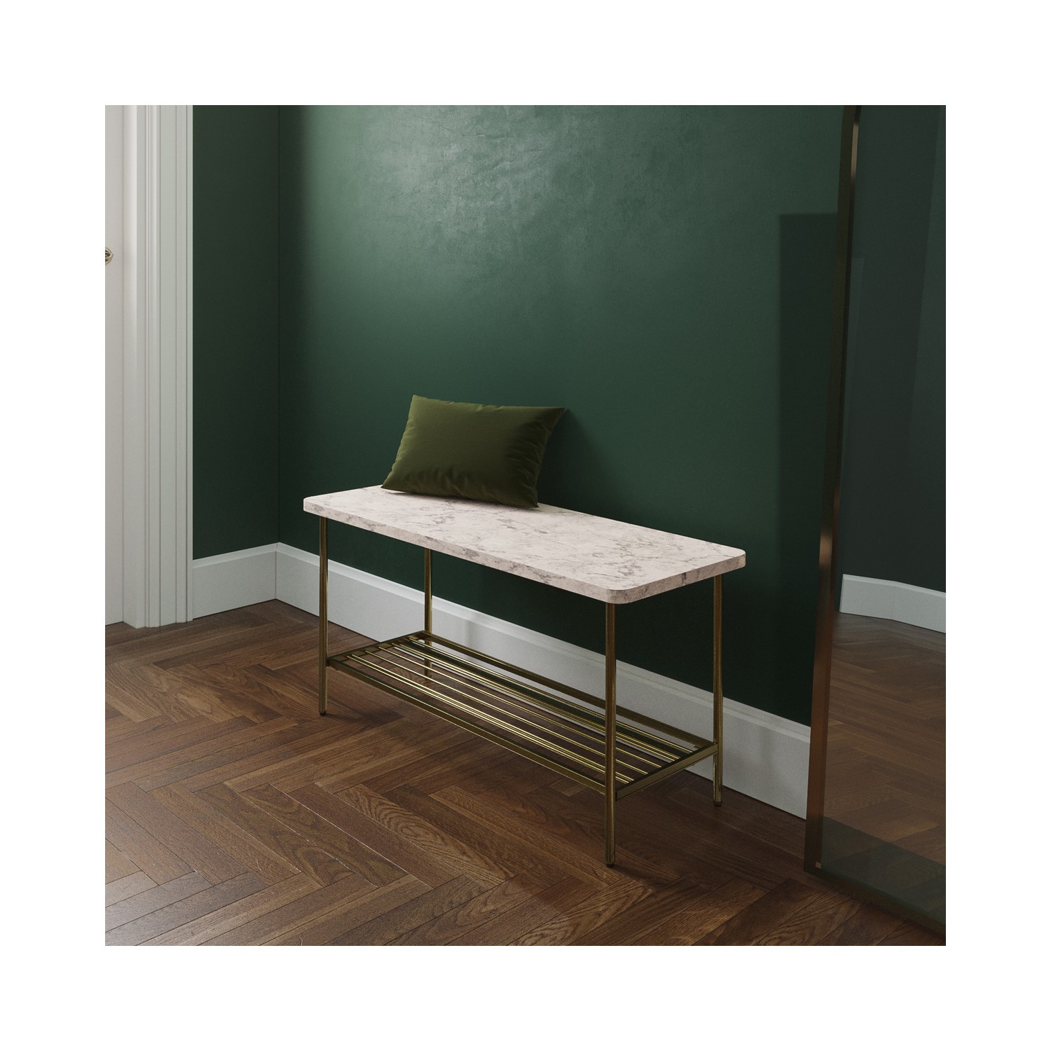 Photo of Marble and gold hallway storage bench- seats 1 - martina