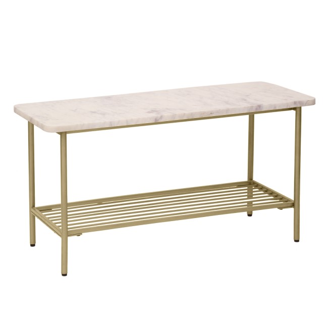 White Marble Hallway Bench with Shoe Rack - Seats 3 - Martina