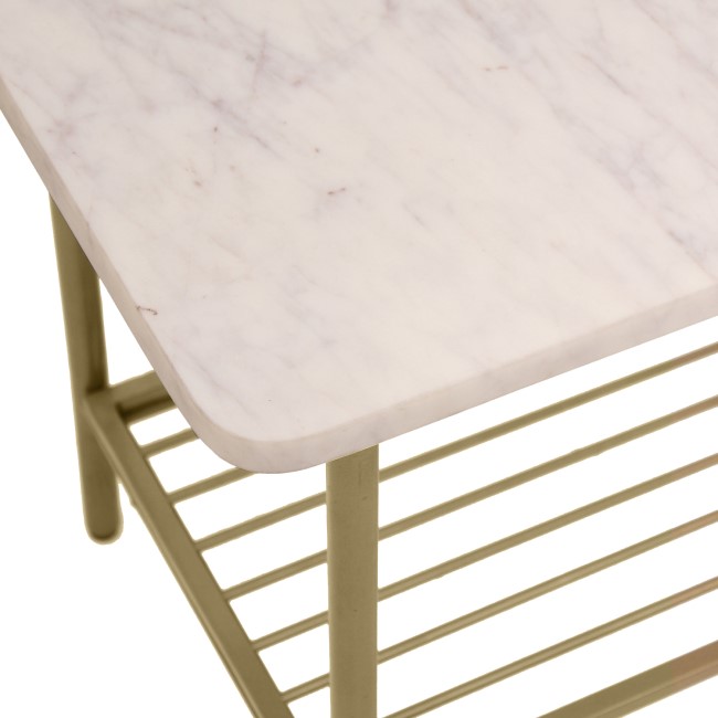 White Marble Hallway Bench with Shoe Rack - Seats 3 - Martina