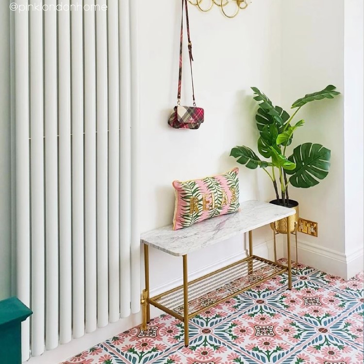 White Marble Hallway Bench with Shoe Rack - Seats 3 - Martina