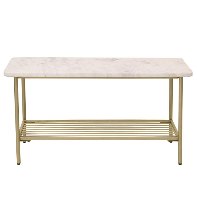 White Marble Hallway Bench with Shoe Rack - Seats 3 - Martina