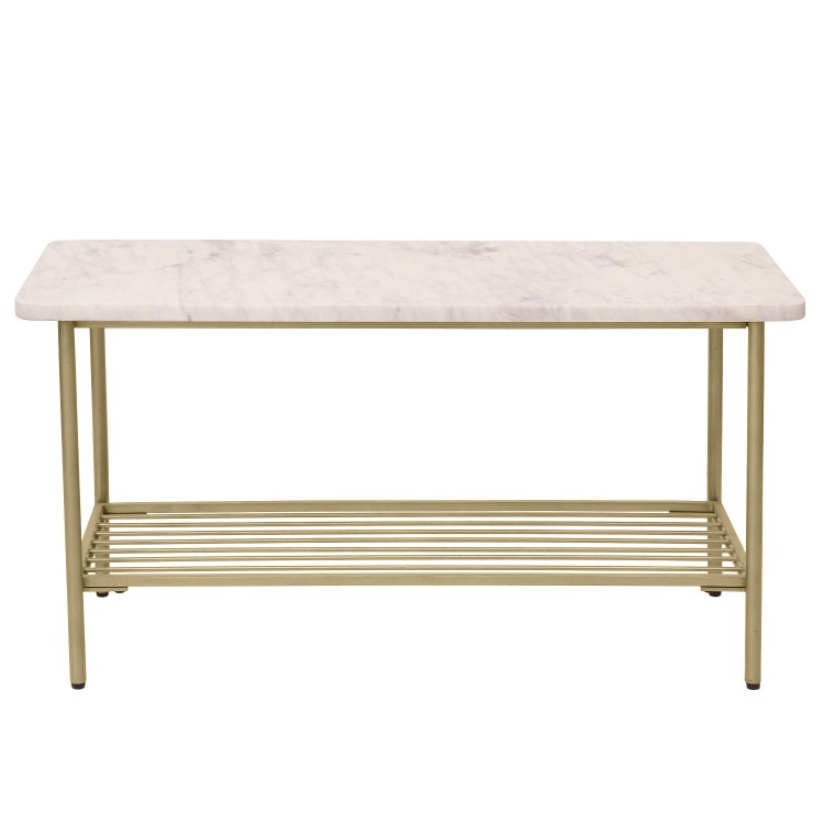 White Marble Hallway Bench with Shoe Rack - Seats 3 - Martina