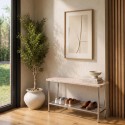 MTA015 White Marble Hallway Bench with Shoe Rack - Martina