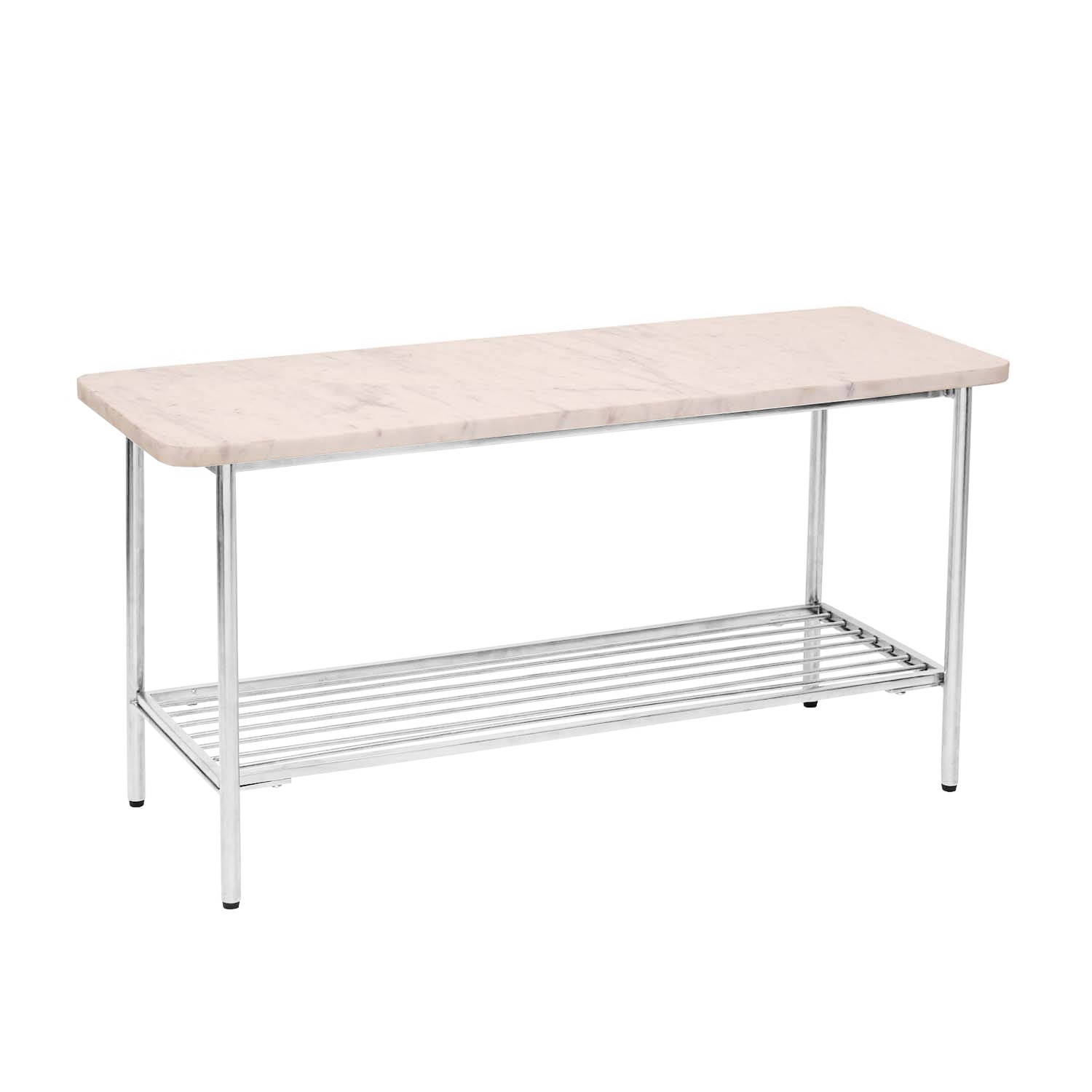 Shoe Rack Marbel White Marble Hallway Bench with Shoe Rack - Martina - Furniture123