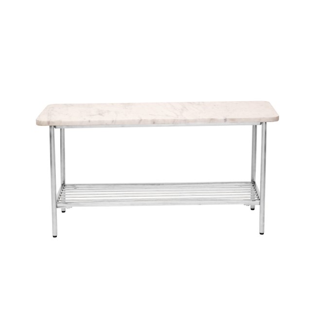 White Marble Hallway Bench with Shoe Rack - Seats 3 - Martina