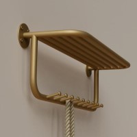 Gold Floating Shelf with 9 Hooks - Martina