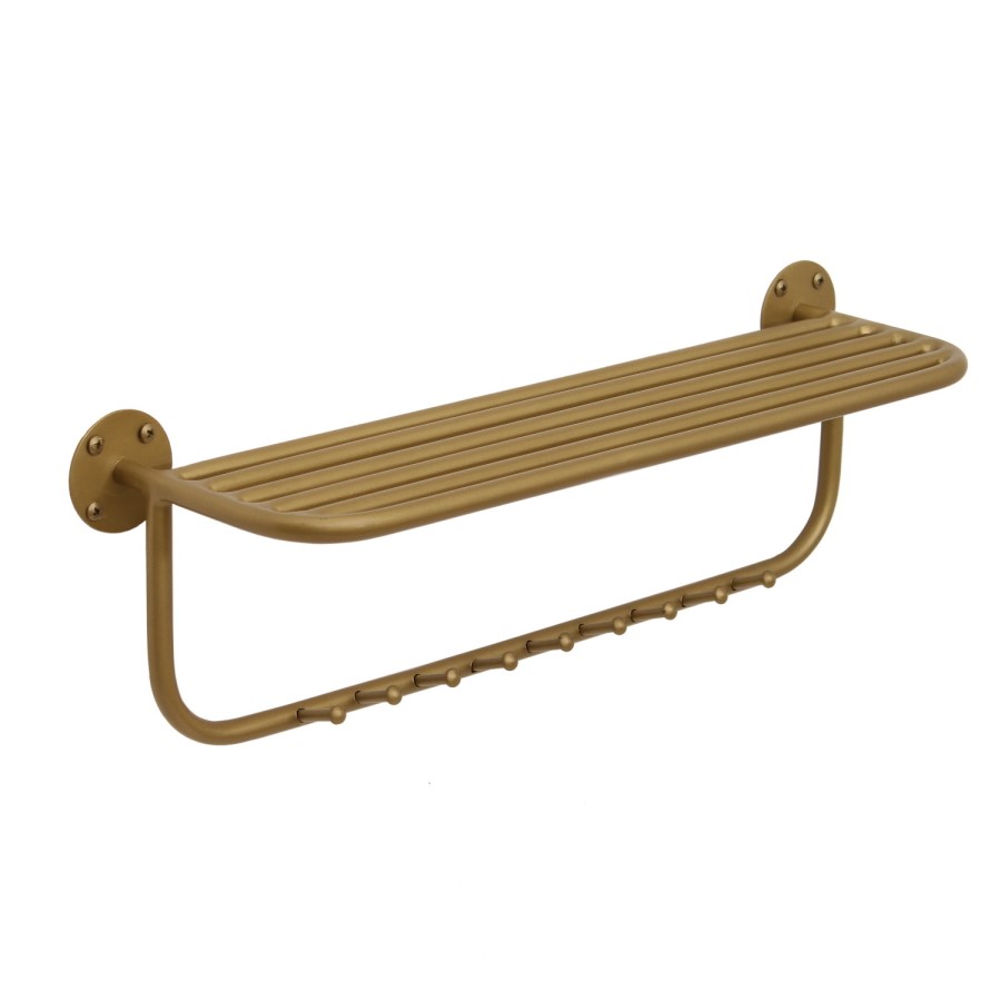 Gold Floating Shelf with 9 Hooks - Martina
