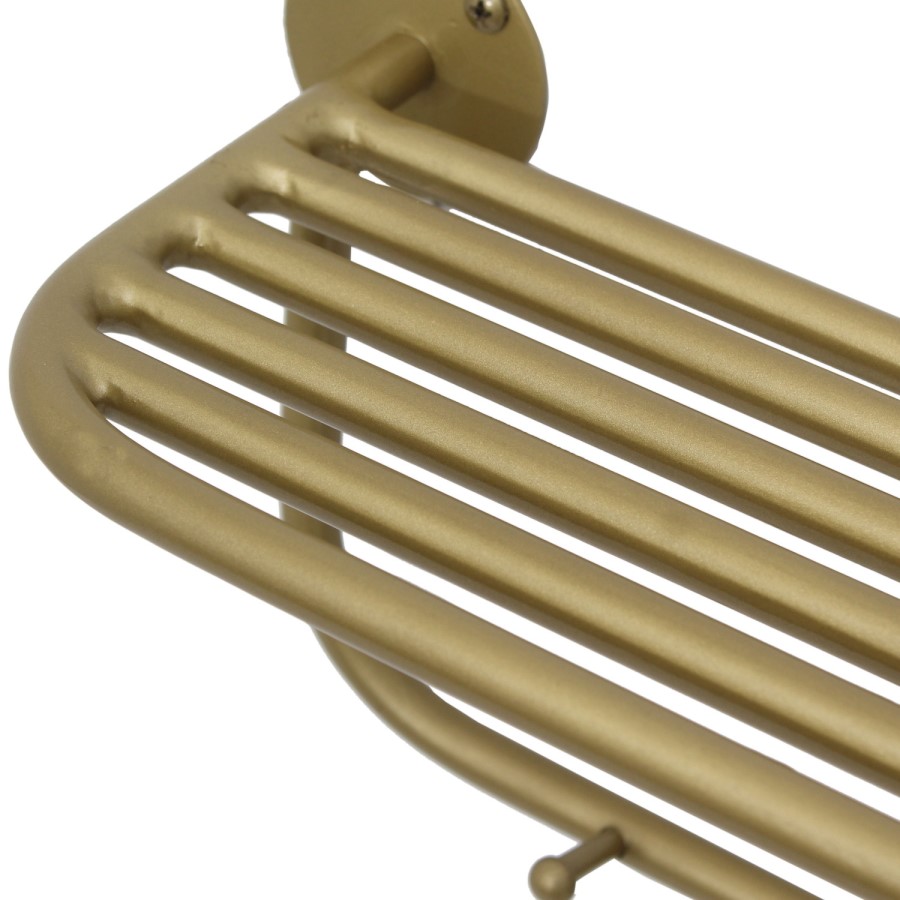 Gold Floating Shelf with 9 Hooks - Martina
